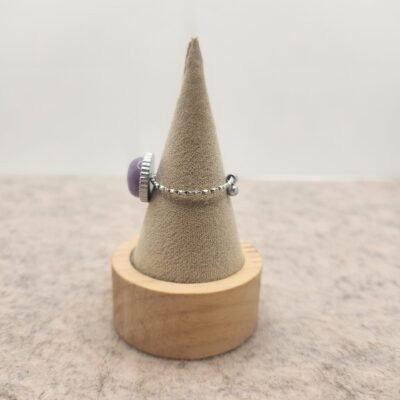 Bague ronde martelée argent et améthyste