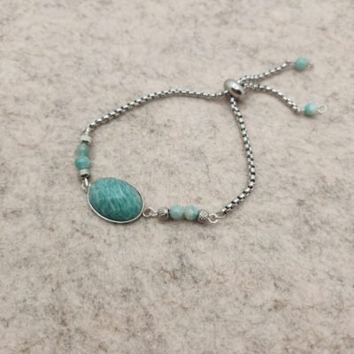 bracelet ovale argenté amazonite