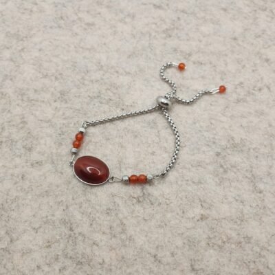 bracelet ovale argenté cornaline