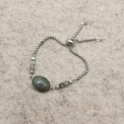 bracelet ovale argenté labradorite