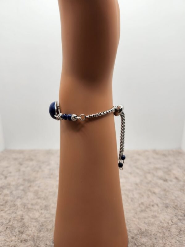 bracelet ovale argenté lapis lazuli