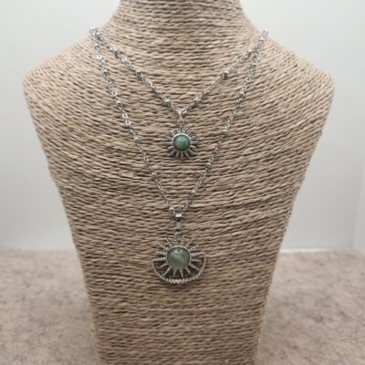 Collier double soleil en Aventurine