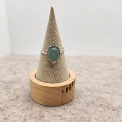 Bague ovale argentée et Aventurine