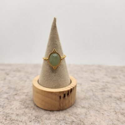 Bague ovale dorée et Aventurine