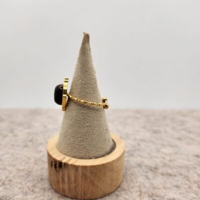 Bague ovale dorée et Œil de tigre