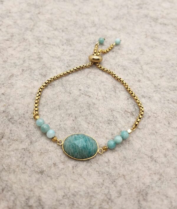 bracelet ovale doré amazonite