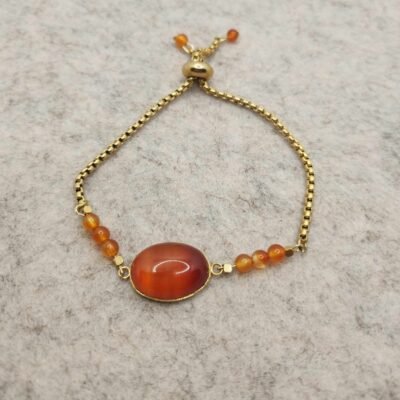 Bracelet ovale doré Cornaline