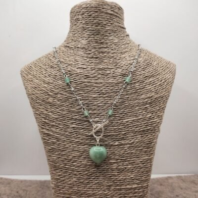 Collier petit cœur argenté Aventurine