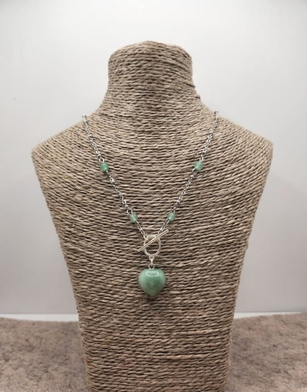 Collier petit cœur argenté Aventurine