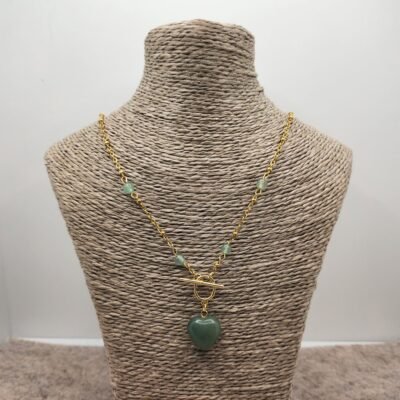 Collier petit cœur doré Aventurine