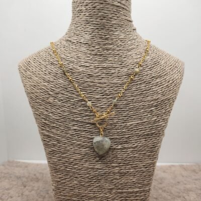 Collier petit cœur doré Labradorite