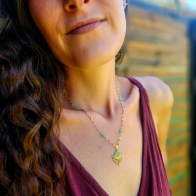 Collier feuillage en Aventurine