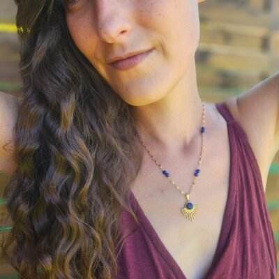 Collier feuillage en Lapis lazuli