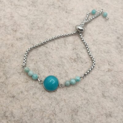 Bracelet rond argenté en amazonite