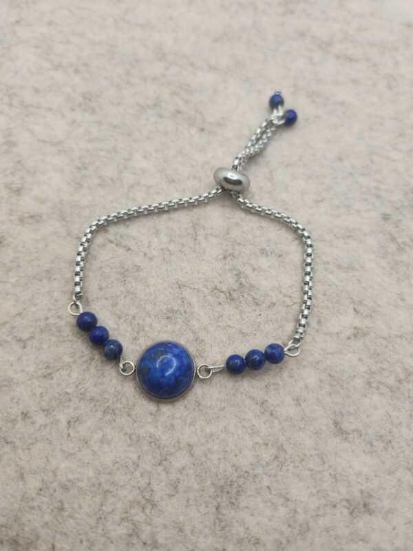 Bracelet rond argenté en lapis lazuli