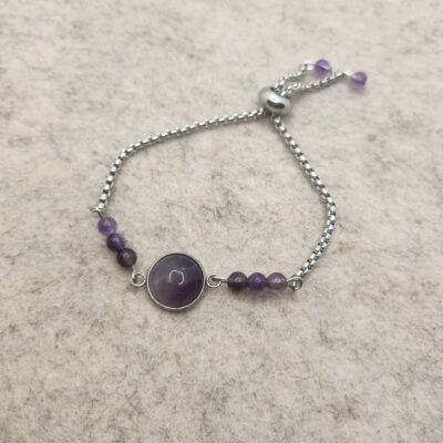 Bracelet rond argenté en améthyste
