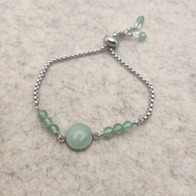 Bracelet rond en argenté en aventurine