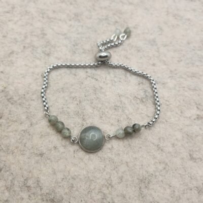 Bracelet rond argenté en labradorite