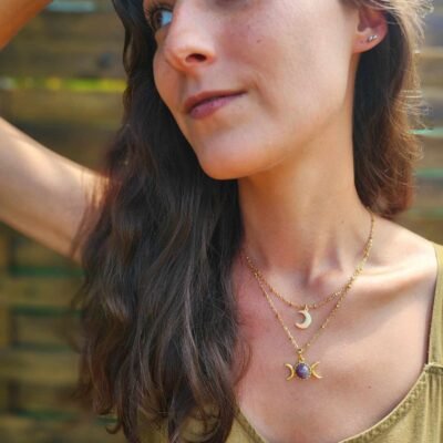 Shooting collier double lune Améthyste