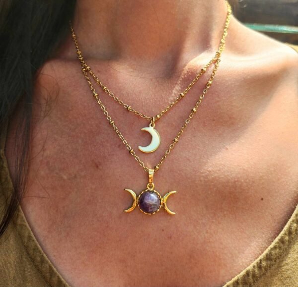 Shooting collier double lune Améthyste