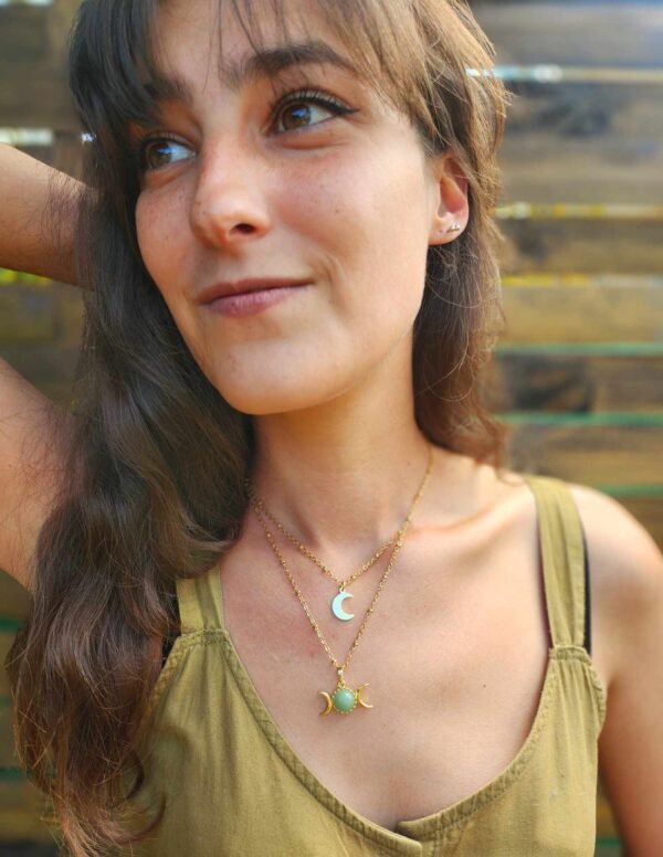 Shooting collier double lune Aventurine