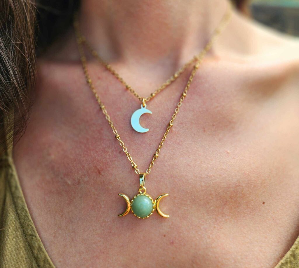 Shooting collier double lune Aventurine