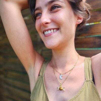 shooting collier double lune Œil de tigre