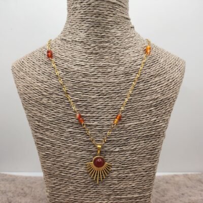 Collier feuillage Cornaline