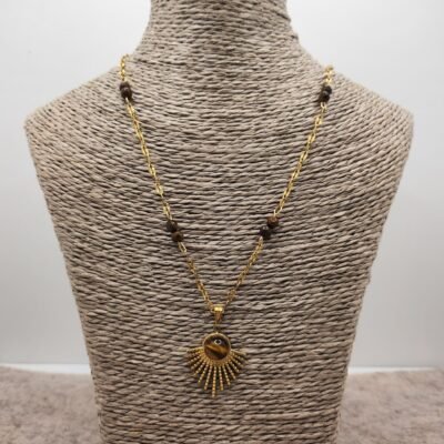Collier feuillage Œil de tigre