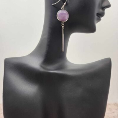 boucle d'oreilles tige argenté en améthyste