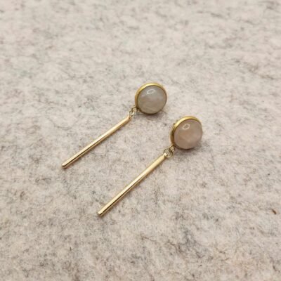 IMG_9159 boucle d'oreilles tige dorée en Quartz rose