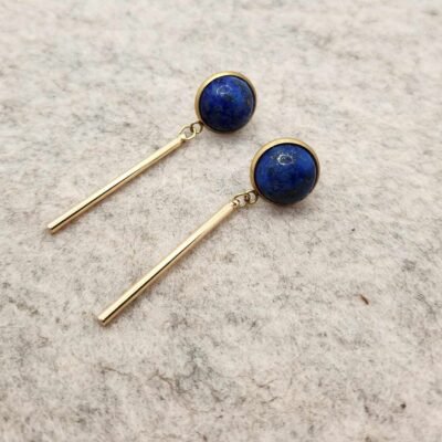 IMG_9161 boucle d'oreilles tige dorée en Lapis lazuli