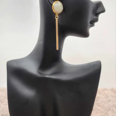 boucle d'oreilles tige dorée en Labradorite