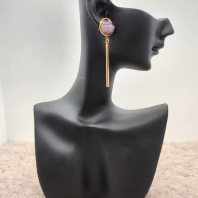 boucle d'oreilles tige dorée en Améthyste