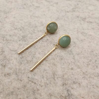 IMG_9173 boucle d'oreilles tige dorée en Aventurine