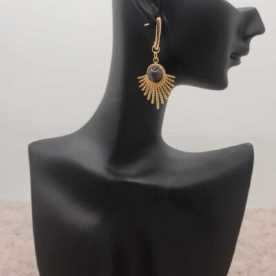 Boucle d'oreilles Feuillage dorée en Labradorite