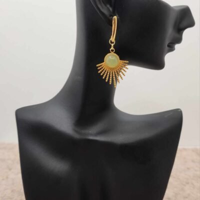 Boucle d'oreilles Feuillage dorée en Aventurine