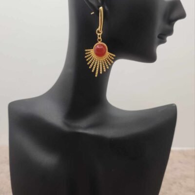 Boucle d'oreilles Feuillage dorée en Cornaline