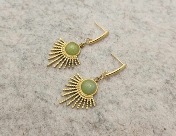 Boucle d'oreilles Feuillage dorée en Aventurine