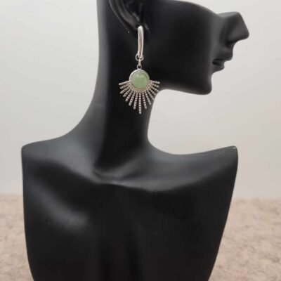 Boucle d'oreilles Feuillage argentée en Aventurine
