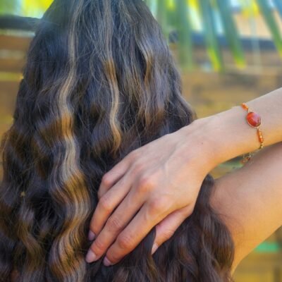 Shooting bracelet ovale doré Cornaline Bracelet ovale doré en Cornaline