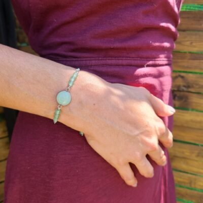 Shooting bracelet rond argenté aventurine Bracelet rond argenté en Aventurine