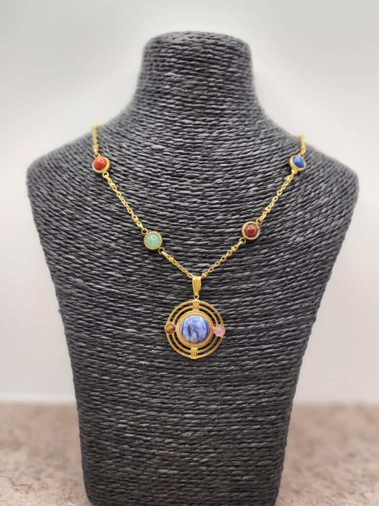 collier 7 Chakras en pierres naturelles et acier inoxydable