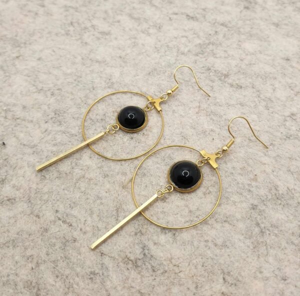 paire de boucles d'oreilles créole en Agate noire