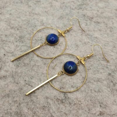 paire de boucles d'oreilles créole en Lapis lazuli