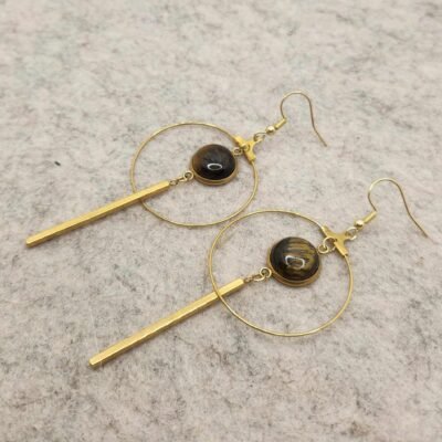 paire de boucles d'oreilles créole œil de tigre