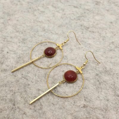 paire de boucles d'oreilles créole en cornaline