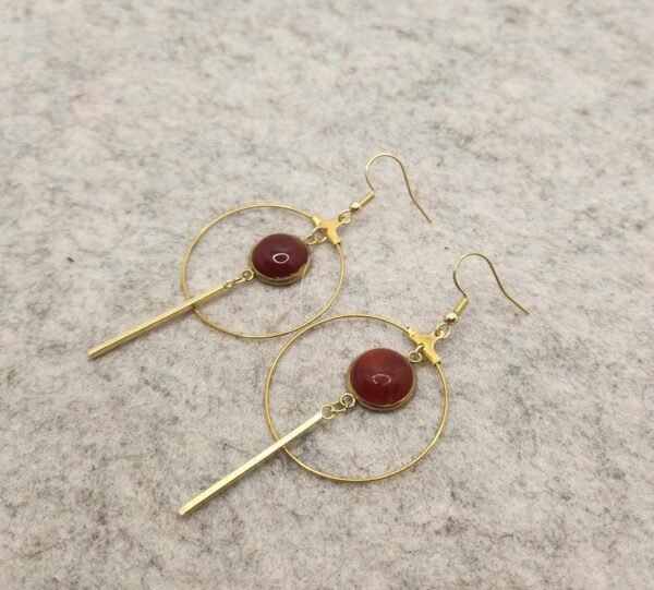 paire de boucles d'oreilles créole en cornaline