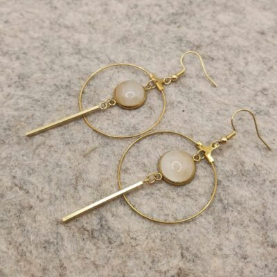 paire de boucles d'oreilles créole en quartz rose