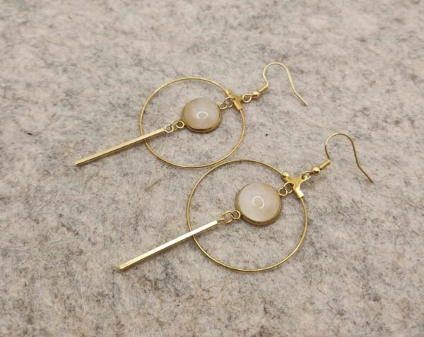 paire de boucles d'oreilles créole en quartz rose